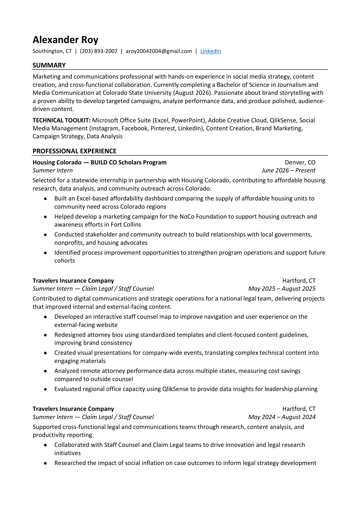 Resume page 1