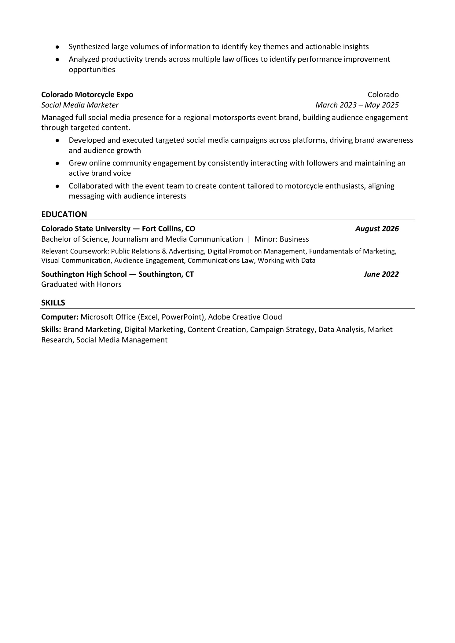 Resume page 2